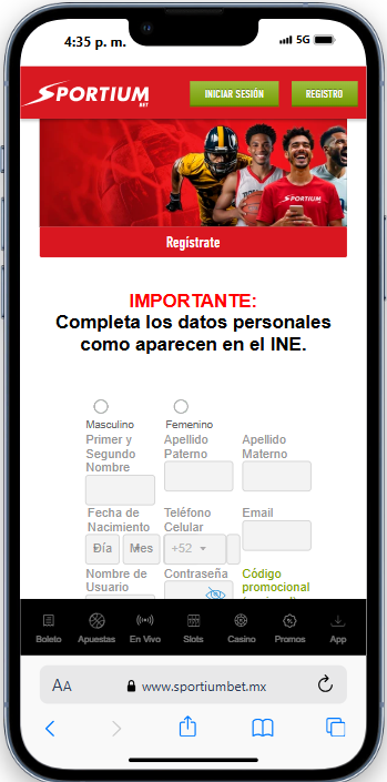 Sportium bet registro app