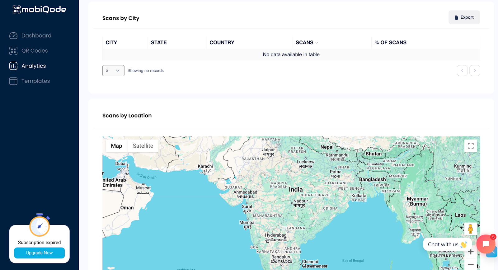 mobiQode - Tracking screen - Total Scan location section