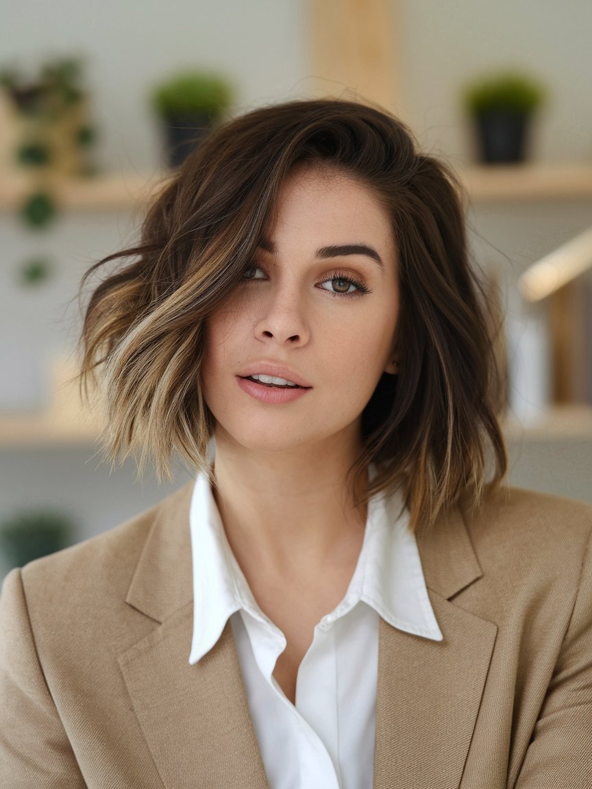 67. Textured Collarbone Length Bob