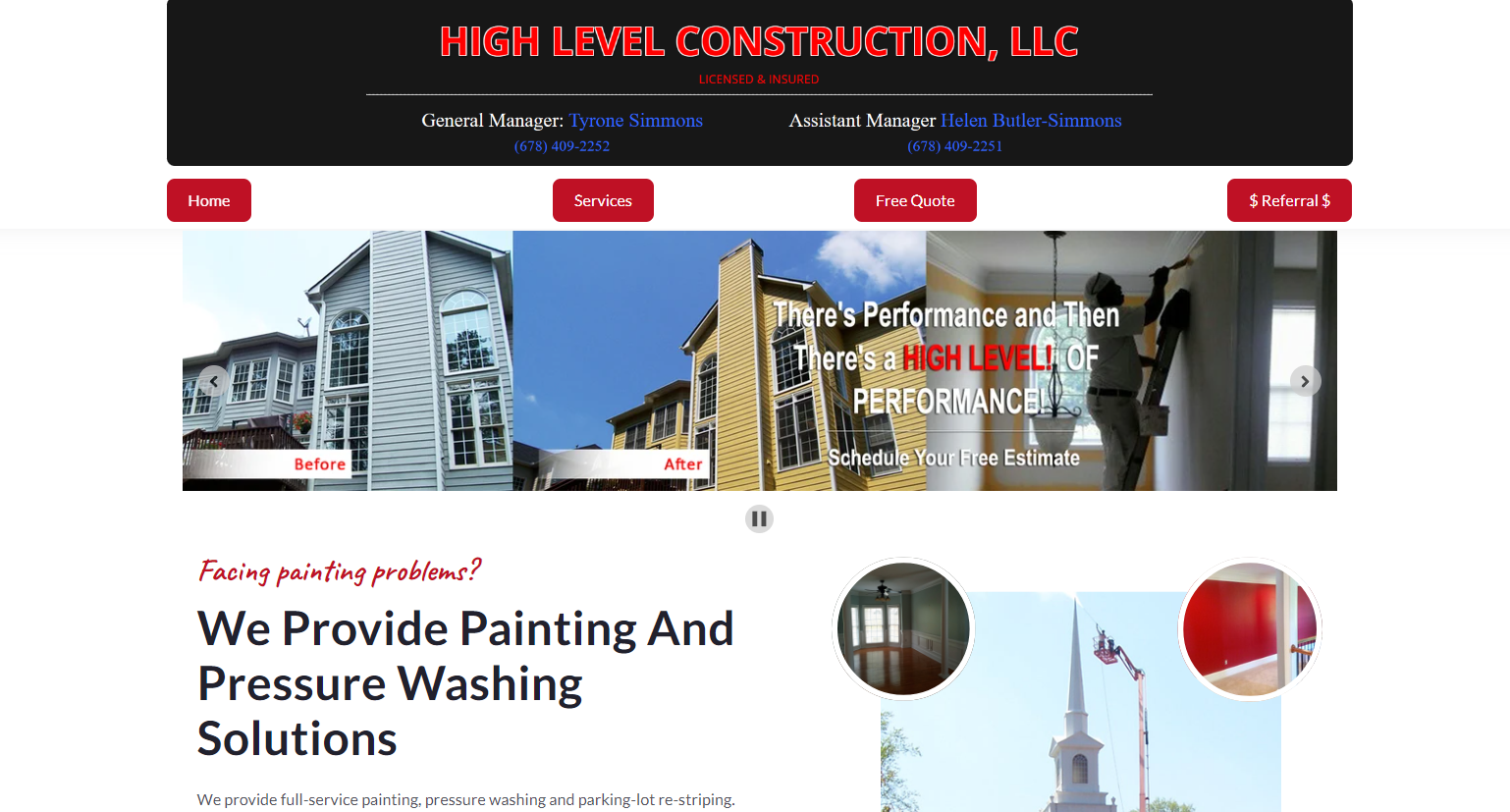 High level construction homepage