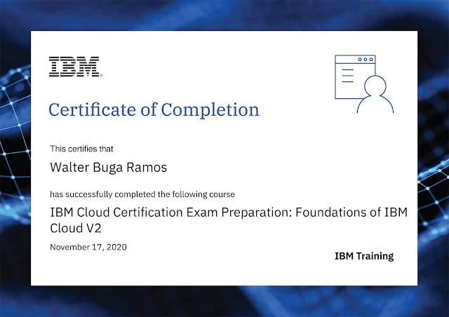 Certificado curso preparatório IBM Cloud
