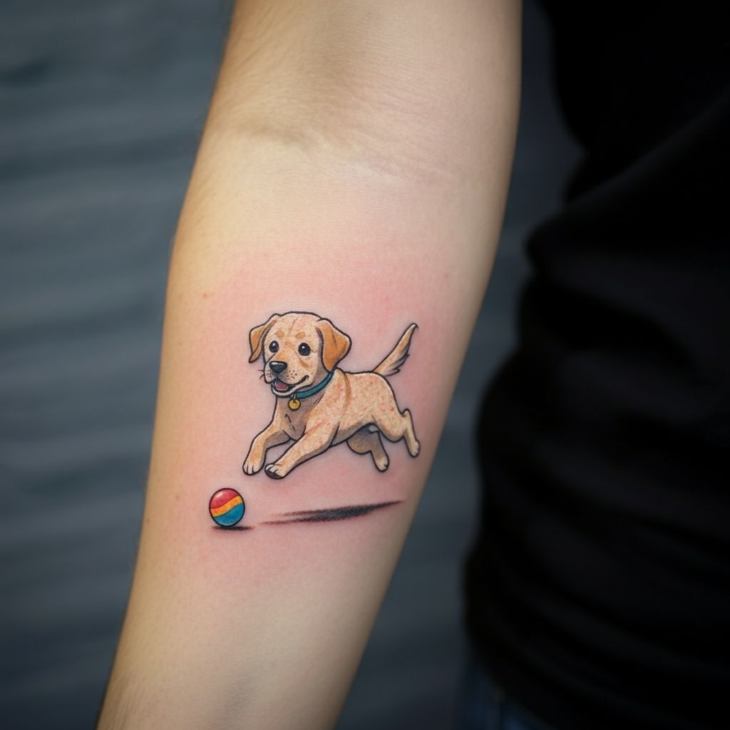 Cartoon-Style Labrador Tattoo
