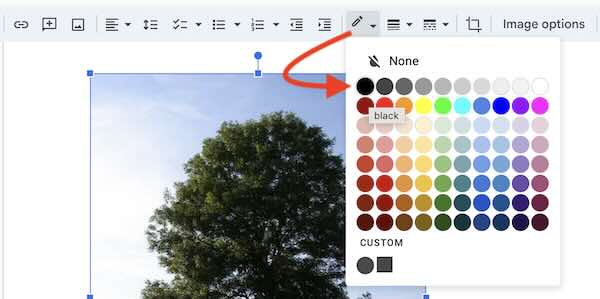 add border to image Google Docs