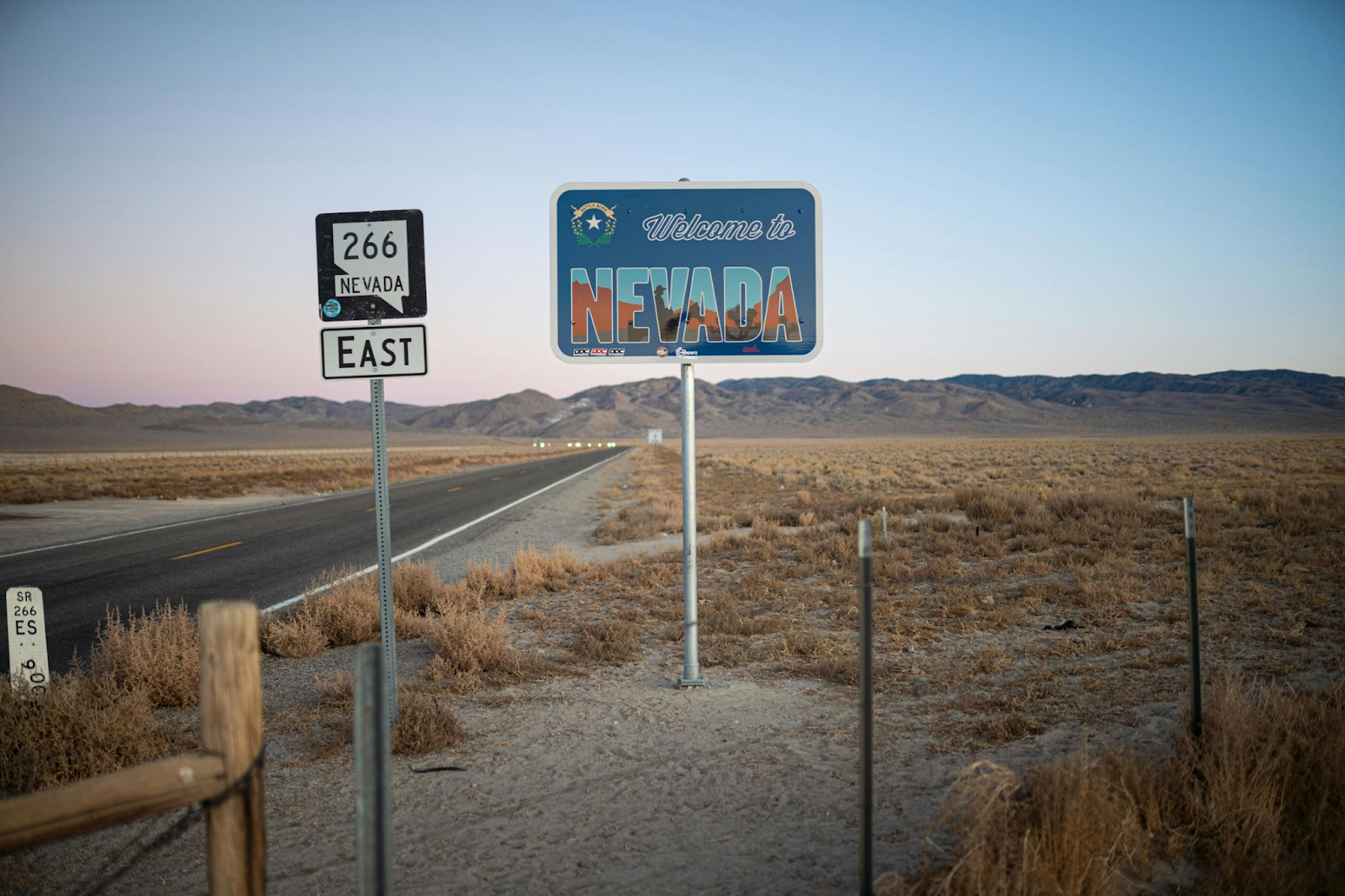 A “Welcome to Nevada” sign