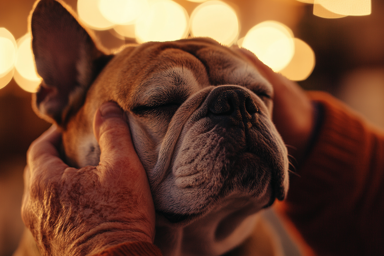 An older man petting his beloved pet dog | Source: Midjourney