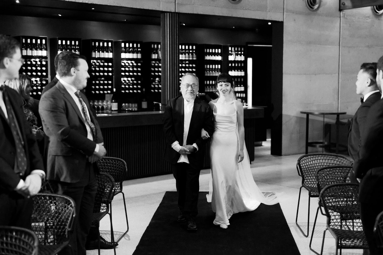 Bride entering with father, Port Phillip Estate, Australia, Lachlan Scallion, Really Good Weddings, Australia 