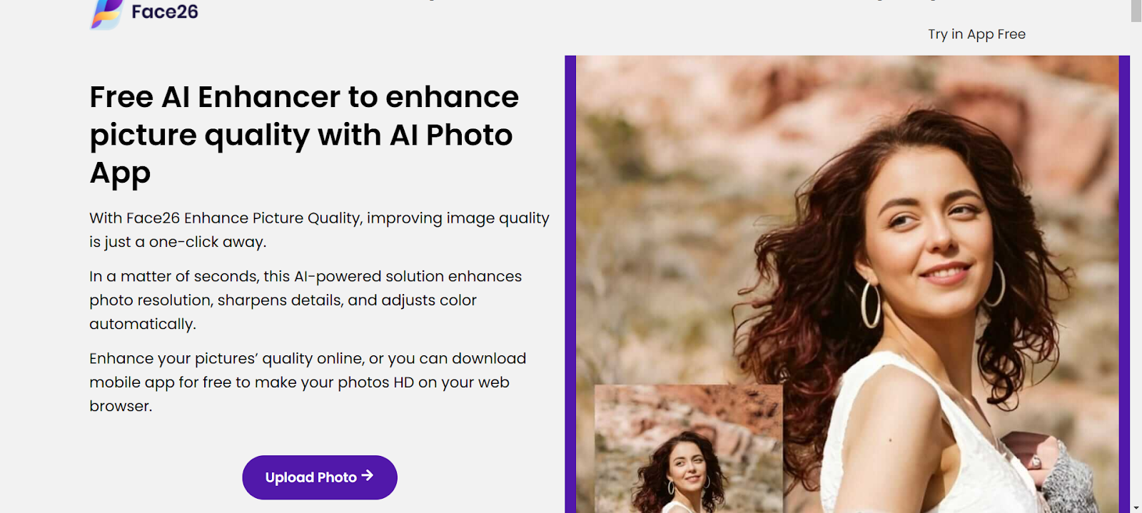 face26 AI photo enhancer