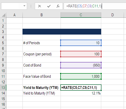 yield to maturity function in excel