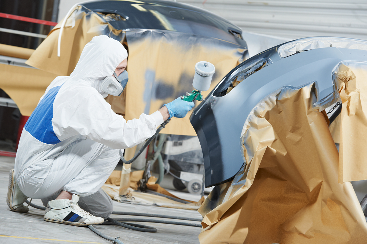 After surface preparation stage, multiple coats of primer is applied on the car body