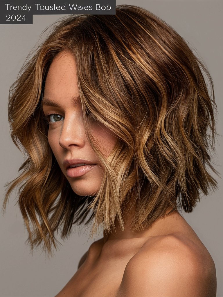 3. Short Tousled Bob with Beachy Waves