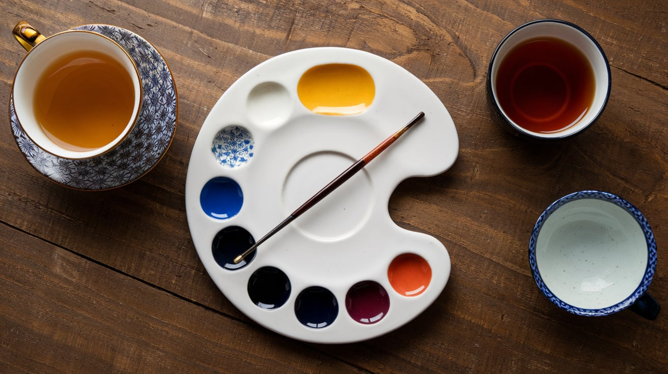 Paint Palette Shaped Tea Saucer Seiei