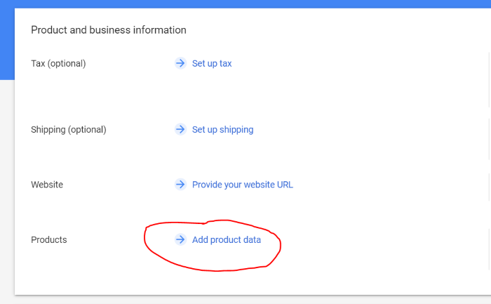 เพิ่มศูนย์การค้าข้อมูลผลิตภัณฑ์เลนส์ google