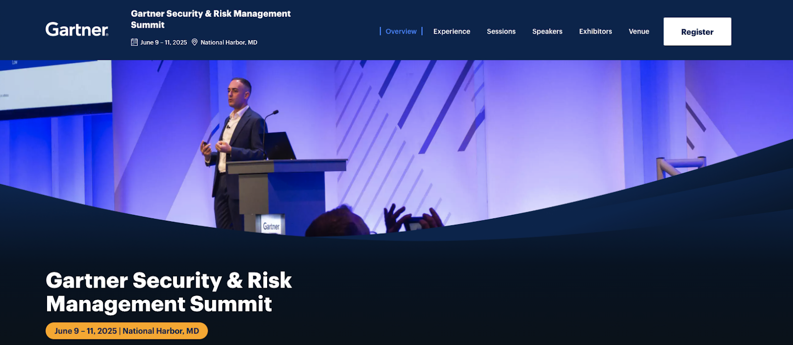 Screenshot of Gartner Security & Risk Management Summit.