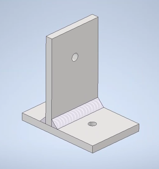 An upside-down T-shaped model comprised of two pieces, one horizontal and one vertical