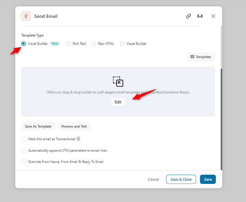 Customizing the email template