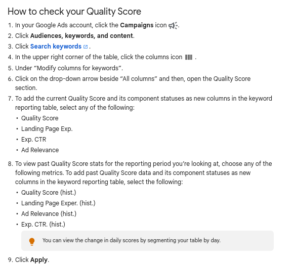 how to check quality score