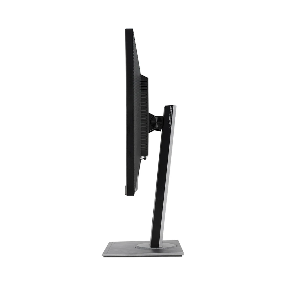 A black computer monitor on a stand

Description automatically generated