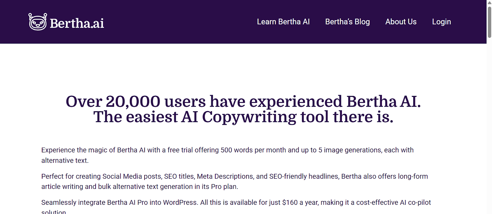 a screenshot of bertha.ai