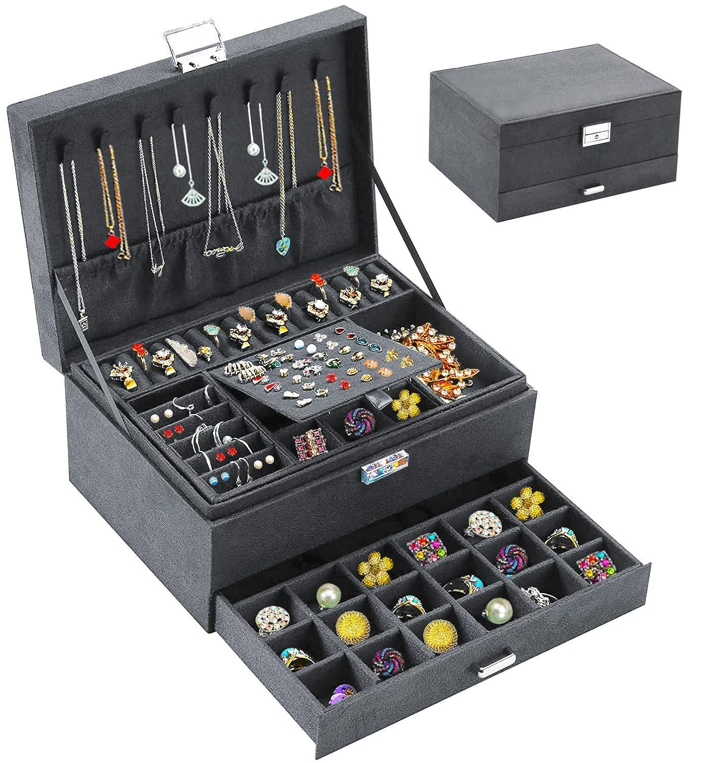 QBestry Grey Velvet Jewellery Organiser