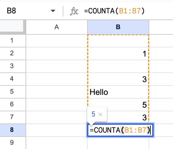 COUNTA in Excel 