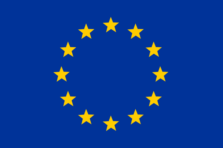 A blue flag with yellow stars in a circle

Description automatically generated