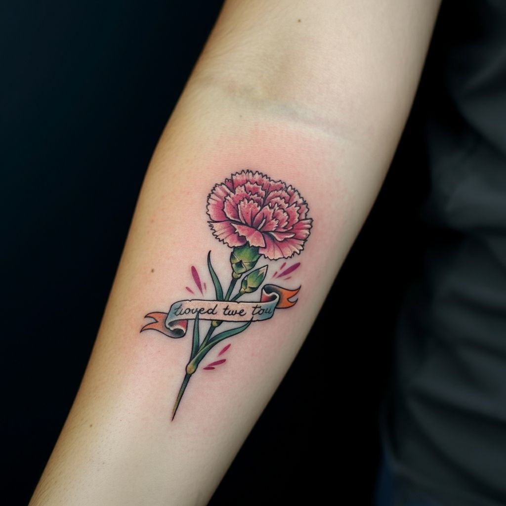 Carnation with Quote Tattoo