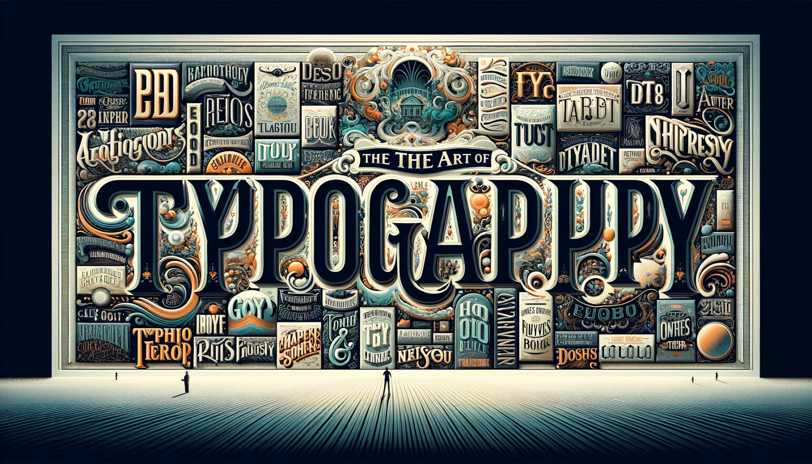 An intricate typographic artwork featuring "The Art of Typography" in ornate, decorative lettering.