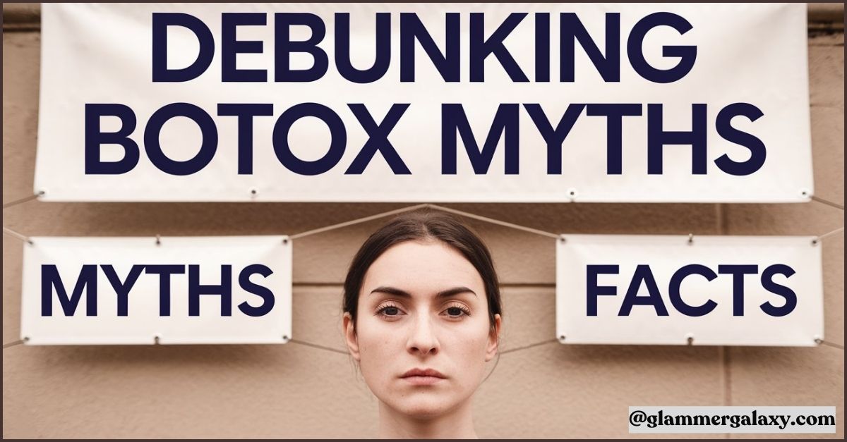  Banner reading “DEBUNKING BOTOX MYTHS” above a face, with words “MYTHS” and “FACTS” visible.