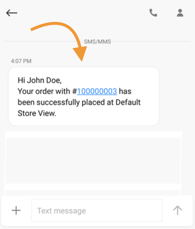 Order SMS to customer