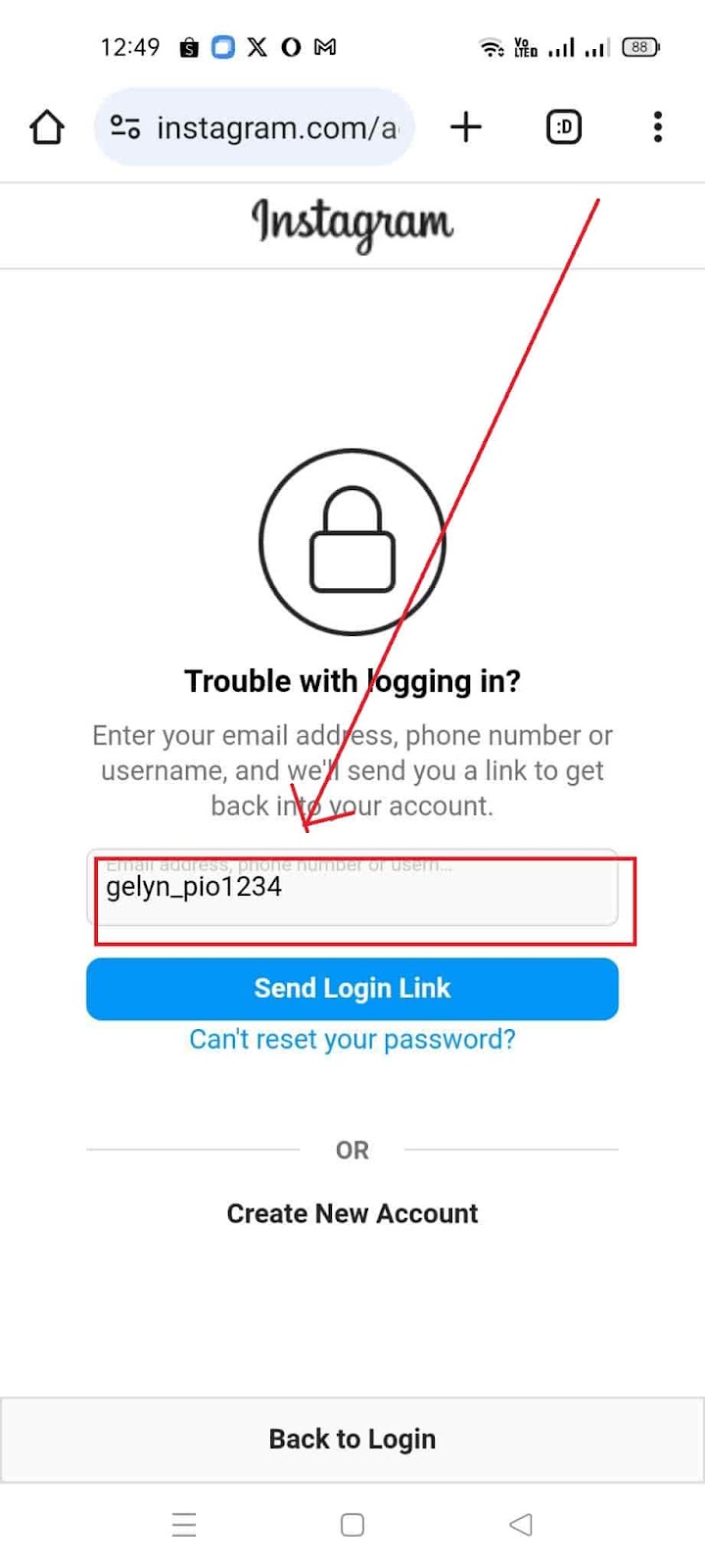 How To Reactivate Your Instagram Account If It Is Disabled - Enter username