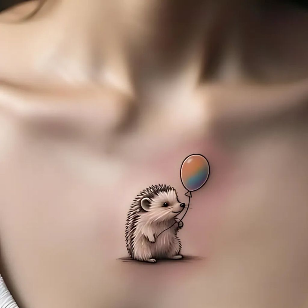 Hedgehog with a Balloon Tattoo