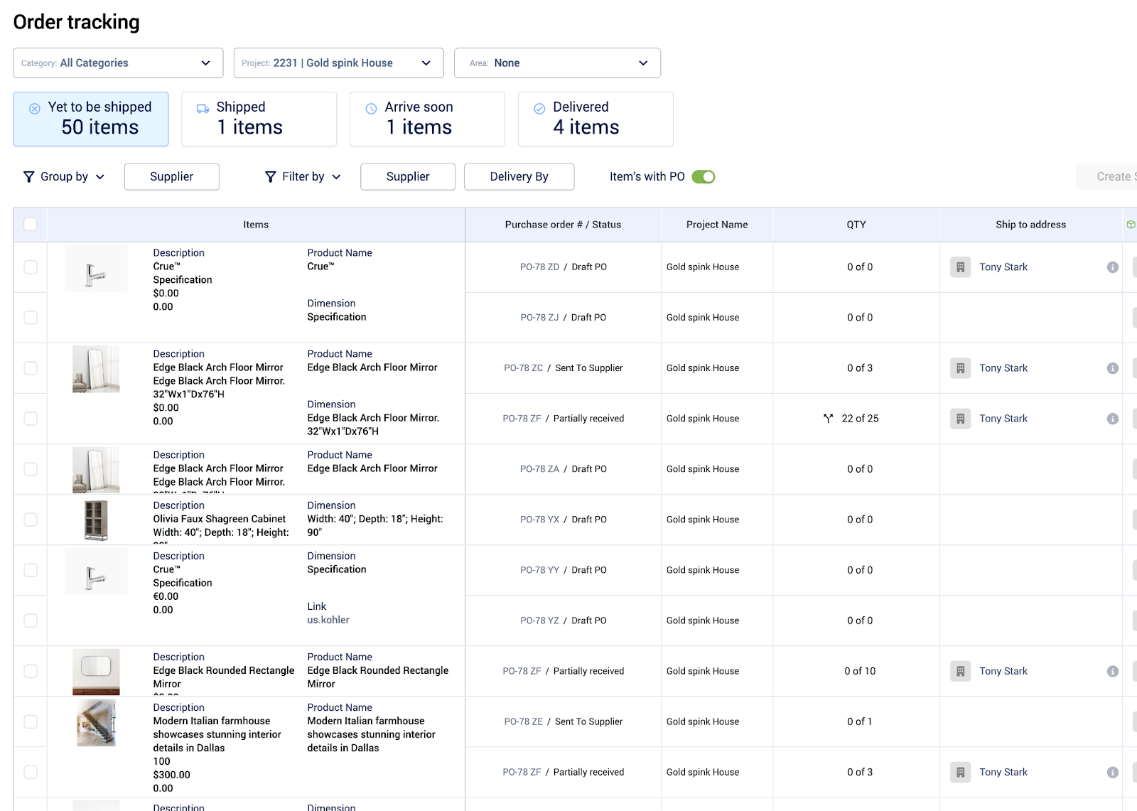 Fohlio Order Tracking