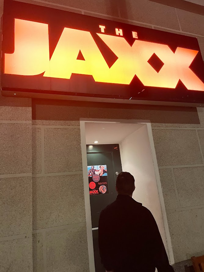 the entrance door and sign to gay cruising and fetish bar the jaxx in berlin, germany