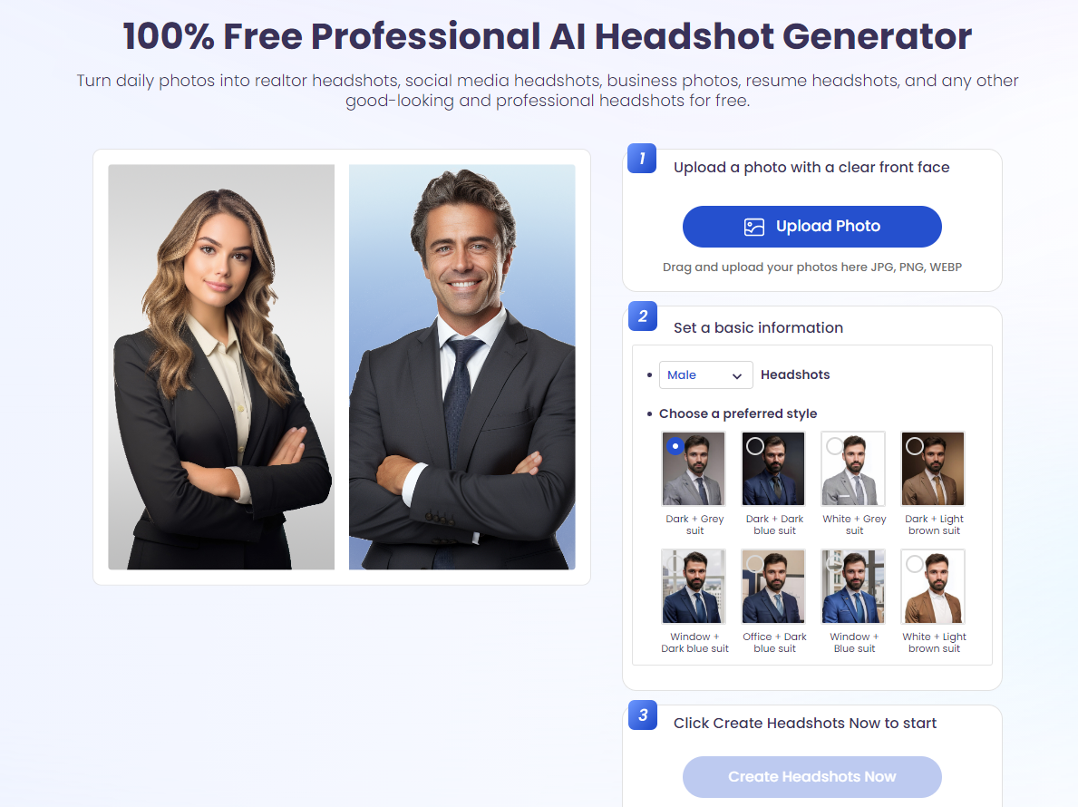 Vidnoz AI Headshot Generator: Create Free Professional AI Headshot