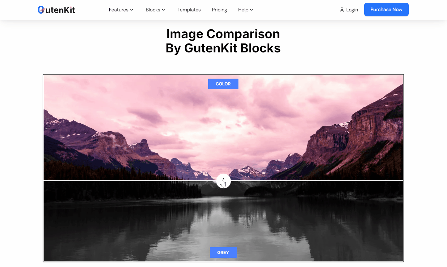 GutenKit Suwak porównania obrazów WordPress 