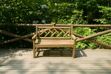 what is kdat lumber intricately designed wood bench on deck custom built michigan