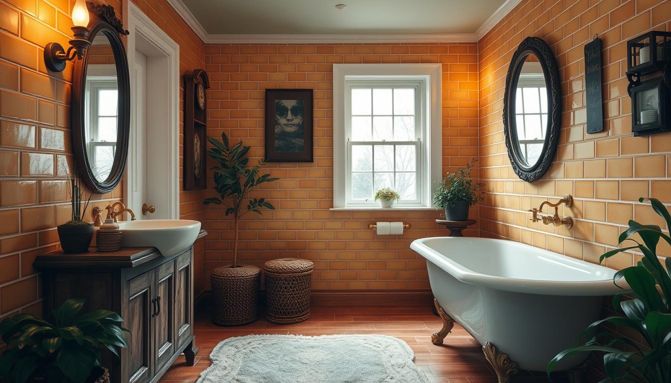 vintage bathroom decor with subway tiles