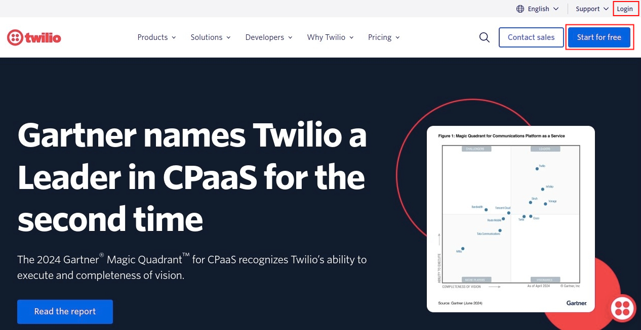 twilio home page