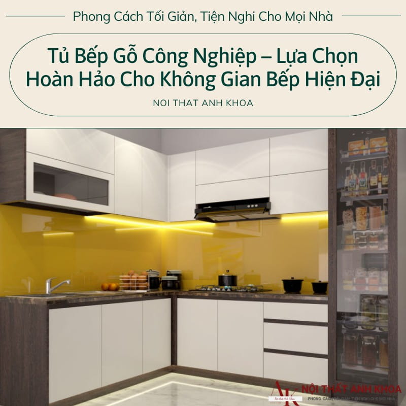 Tủ bếp gỗ công nghiệp chữ L