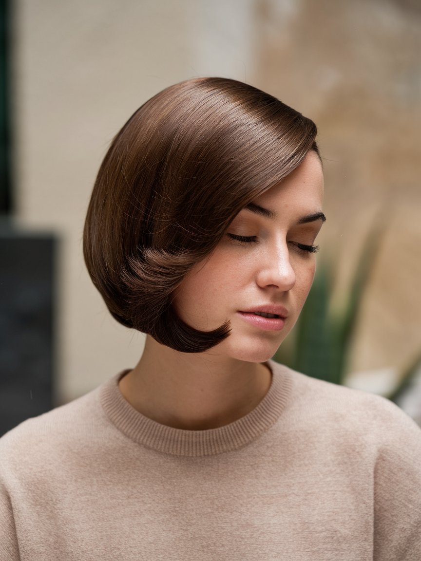 17. Glossy Brown Inverted Bob