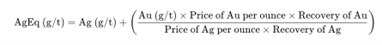 Silver equivalent formula (CNW Group/Outcrop Silver & Gold Corporation)