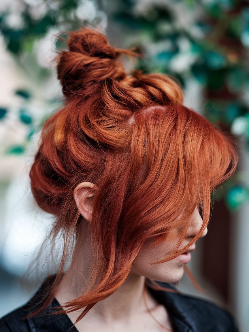 13. Fiery Copper Top Knot