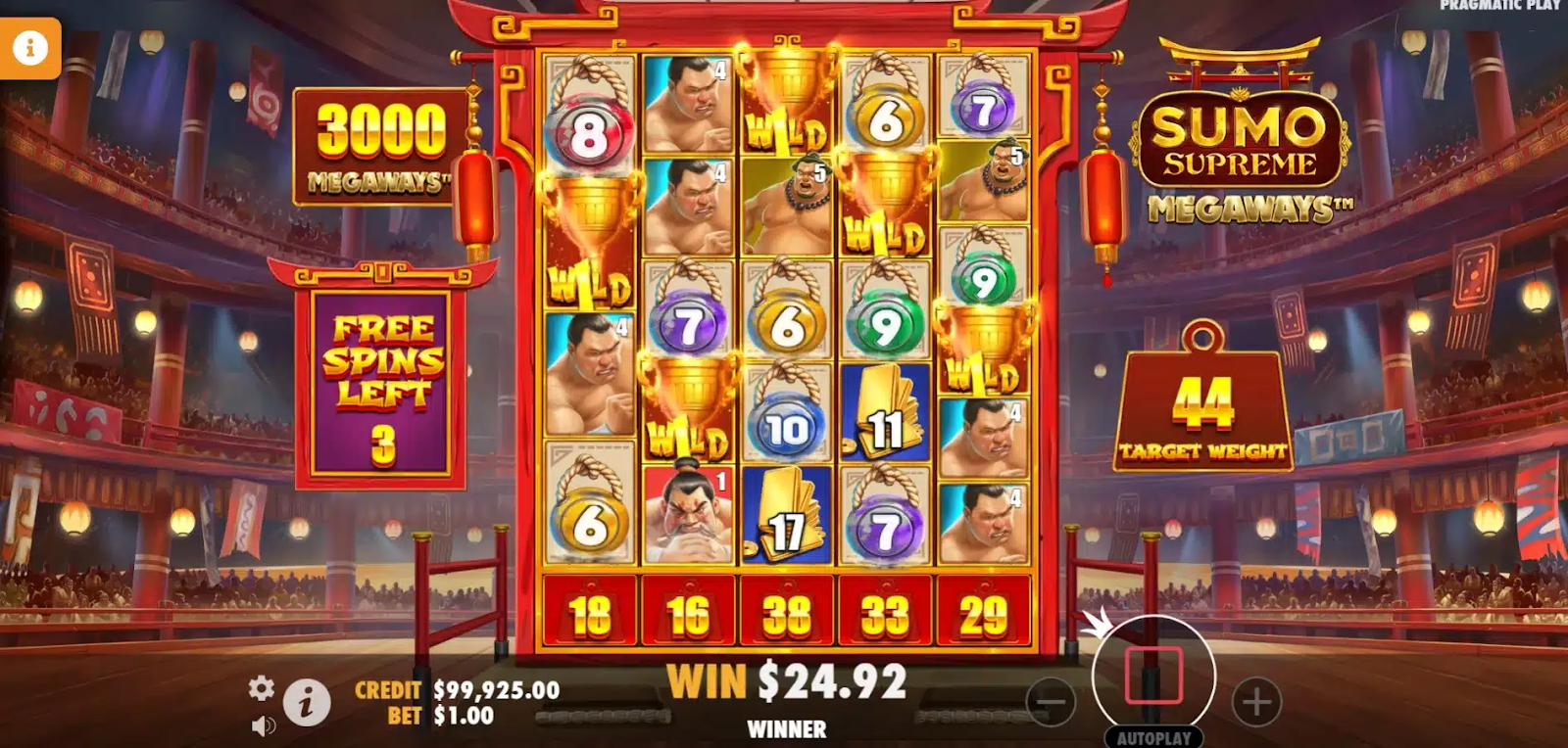 Sumo Supreme Megaways slot gameplay