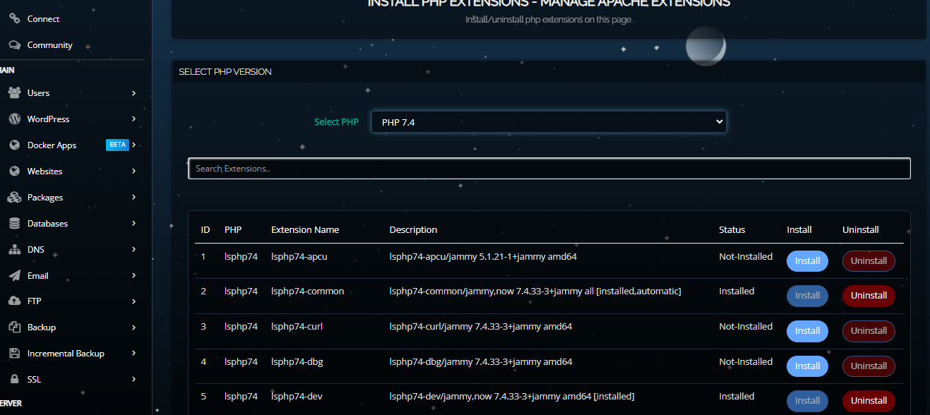 CyberPanel PHP extension