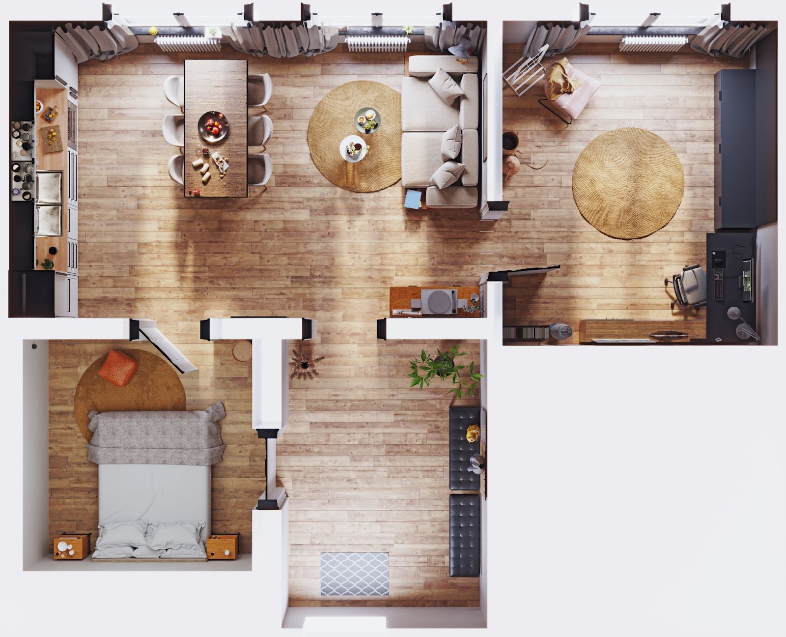 How to read a 2 BHK flat floor plan