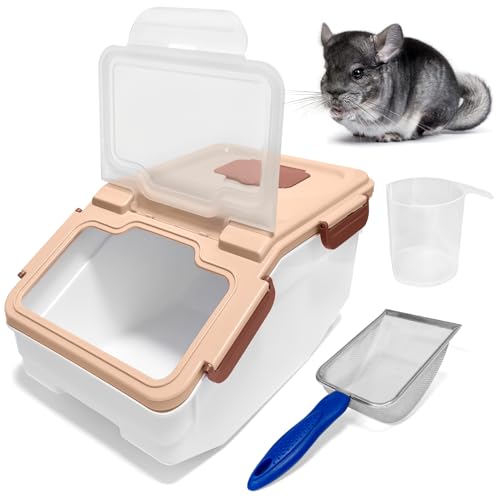 Arfubye Large Chinchilla Sand Bath Container Kit Plastic Chinchillas Dust Bath House with Sand Cup and Sand Shovel Hamster Shower Room for Hedgehog Guinea Pig Squirrel and Other Small Animals（Pink）