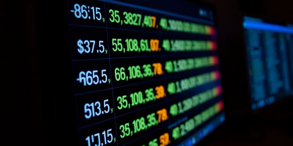 Digital screen displaying currency pairs.
