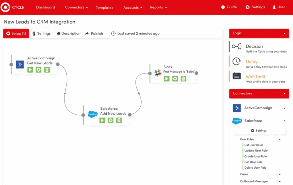 Cyclr, best for SaaS and app vendors looking for a white-label, embedded integration solution