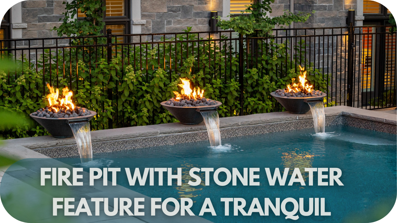 Enhance your outdoor space with a serene fire pit design featuring a soothing stone water feature.