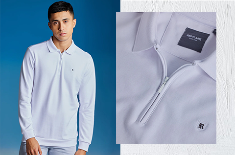 White Zipped Polo Sweatshirt